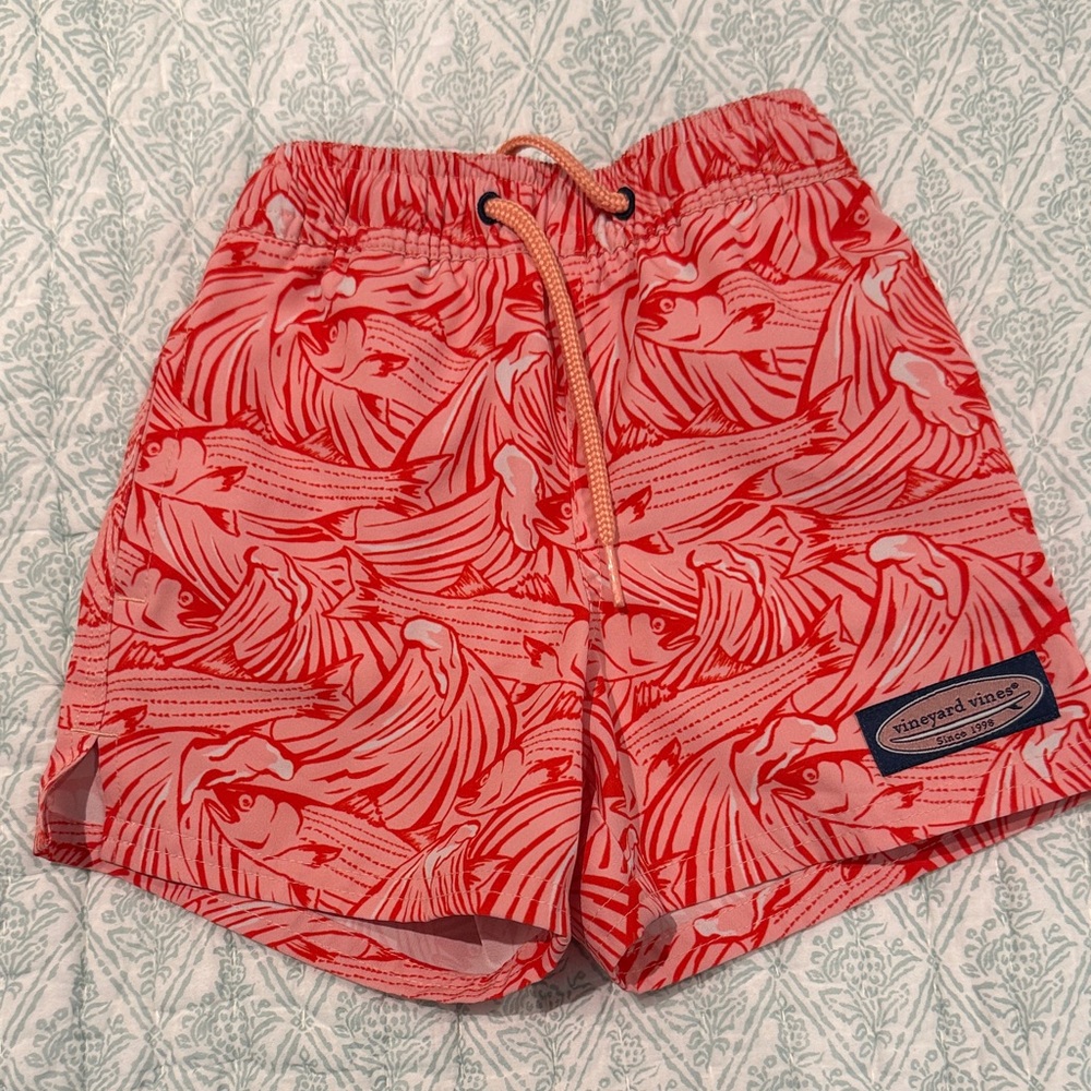 Vineyard Vines Coral Swim Shorts with Fish Design